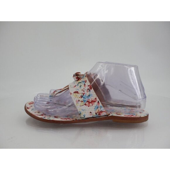 Joie A La Plage Sandals 37 7 Nice Thong Flip Flops Floral Multi Leather Open Toe - Picture 3 of 8